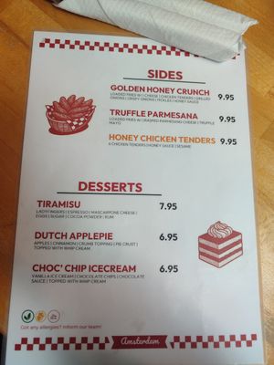 food menu at Billy Buns 1 | Damrak in Noord-holland