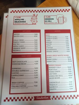 drink menu at Billy Buns 1 | Damrak in Noord-holland