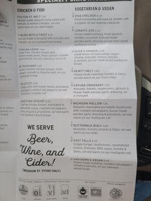 Menu at Ithaca Bakery - Meadow St in Ithaca