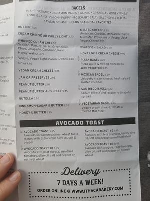 Menu at Ithaca Bakery - Meadow St in Ithaca