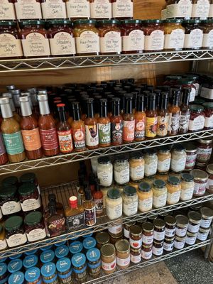 Hot sauces (many vegan)   at Ithaca Bakery - Meadow St in Ithaca