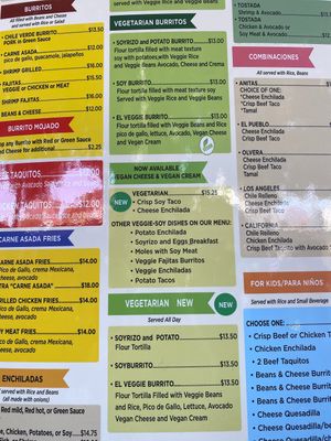 Soy meat, Vegan cheese and vegan cream options  at Las Anitas in Los Angeles