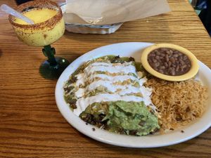 Soy enchiladas with green salsa  at Las Anitas in Los Angeles