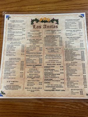 Menu  at Las Anitas in Los Angeles