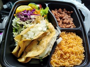 Crispy tacos with plant-based chicken at Las Anitas in Los Angeles