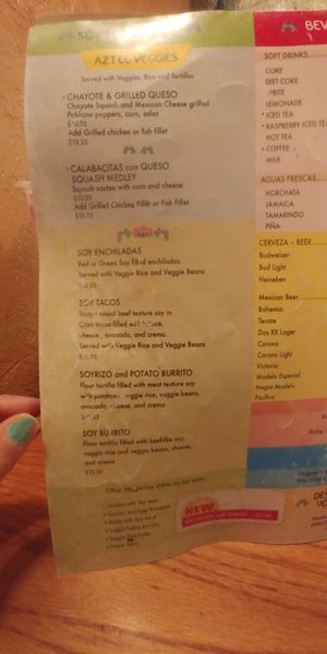 Soy menu! at Las Anitas in Los Angeles