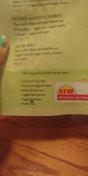 Veggie-soy options at Las Anitas in Los Angeles