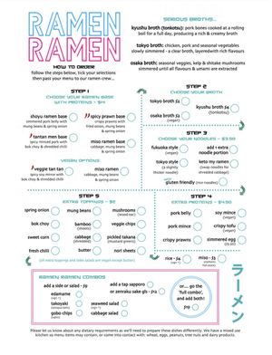 Menu at Ramen Ramen Wanaka in Otago Region