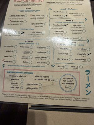 My options   at Ramen Ramen Wanaka in Otago Region