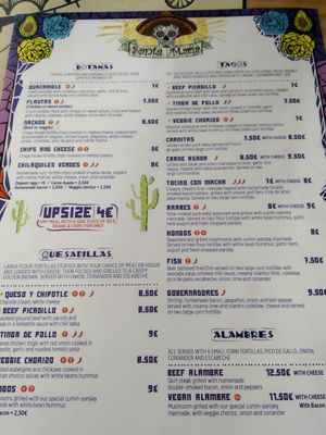 Menu at Santa Maria in Berlin