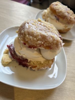 Apple blackberry doughnut and ice cream   at Considerit in Edinburgh
