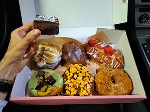 Hazelnut praline brownie too! (The best!!) at Considerit in Edinburgh