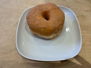 Sugar and cinnamon vegan doughnut  at Considerit in Edinburgh