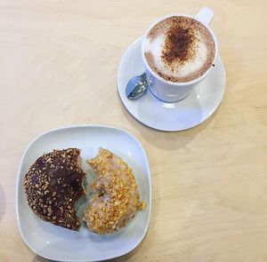 Donuts and hot chocolate  at Considerit in Edinburgh