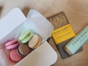 Macaroons and chocolate  at Considerit in Edinburgh