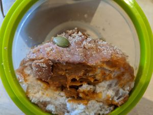 pumpkin crumble donut inside at Considerit in Edinburgh