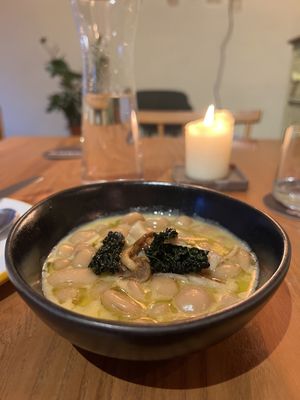 Butterbeans, miso, wild mushroom, cavolo nero, truffle £11 - gluten free   at Soots  in Manchester