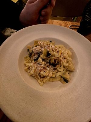 Artichoke, spinach, lemon, tagliatelle at Soots  in Manchester