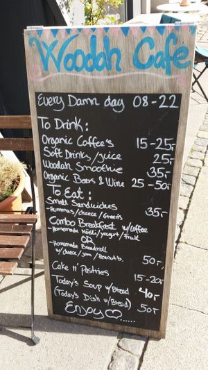 Menu at Woodah Cafe in Copenhagen