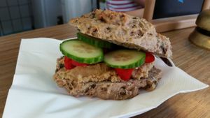 Humus sandwich  at Woodah Cafe in Copenhagen