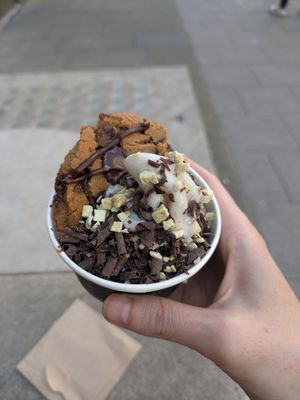 Soft serve with chocolate chip cookie and toppings at The After School Cookie Club - Mayfair in London