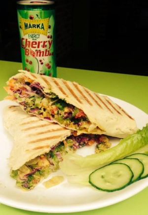 falafel wrap at Peas and Love in Budapest