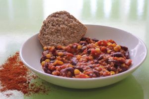 Chili sin carne at Peas and Love in Budapest