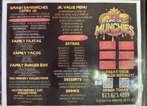 Menu  at King of Munchies TexMex Smash House in Arnprior