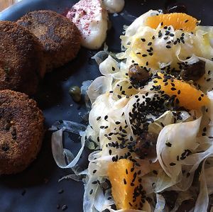 Falafel with salad of fennel and orange at Soda in Alba