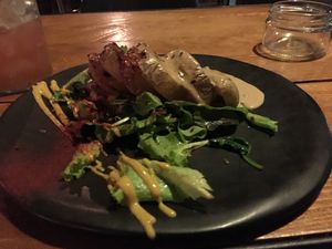 Potato with peanut curry appetizer  at Soda in Alba