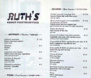 part of the menu at Ruths in Florence