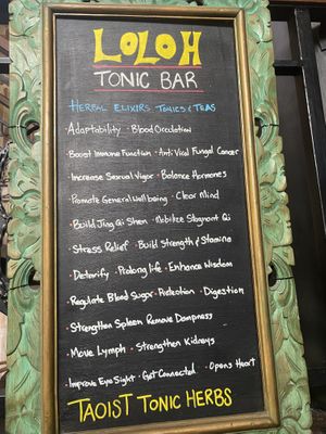 Medicine in the form of a cocktail, shot or tea.  at The Seeds of Life in Ubud