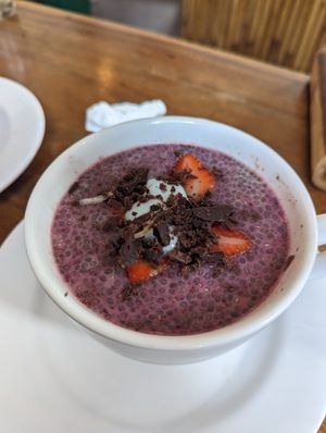 Berry chia porridge at The Seeds of Life in Ubud
