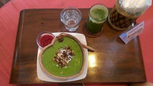 tropicana smoothiebowl and beauty juice.  at The Seeds of Life in Ubud