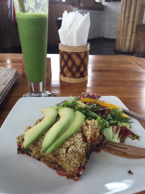 Amazing Mexican Lasagne don’t miss this.  at The Seeds of Life in Ubud