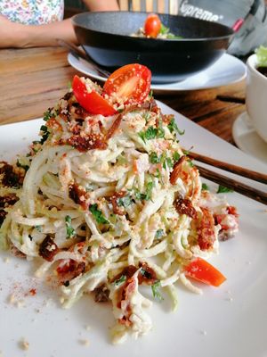 Raw carbonara at The Seeds of Life in Ubud