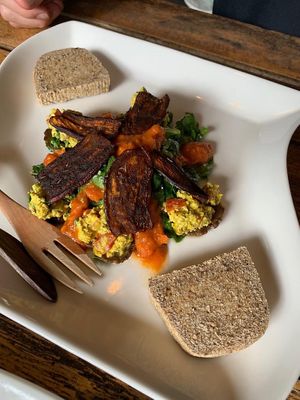 Scrambled ‘egg’ (was expecting a warm dish but it was cold) taste wasn’t bad though  at The Seeds of Life in Ubud