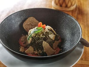 Walnut pesto gnocchi at The Seeds of Life in Ubud