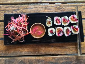 Raw sushi rolls with aloe at The Seeds of Life in Ubud
