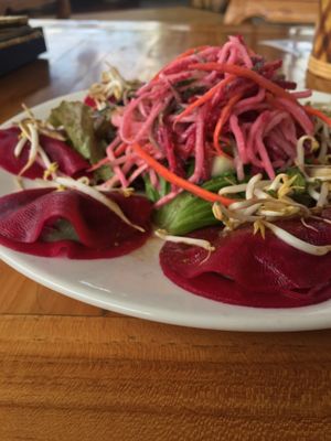 Saturday special - blue cheese rawviollis at The Seeds of Life in Ubud