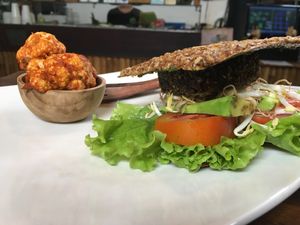 Pesto burger  at The Seeds of Life in Ubud