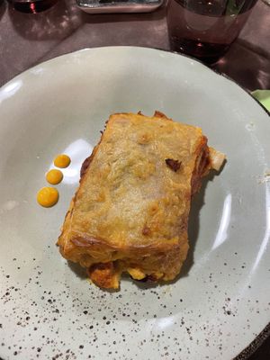 Lasagna with soy ragù   at La Locanda Del Gusto in Vicenza