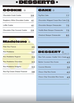 dessert menu at Glunic - 글루닉 in Seoul