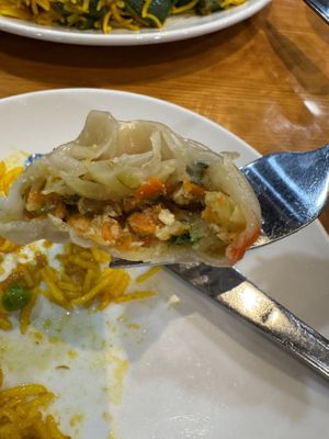 Momos made with carrots and other veggies  at Indian-Nepali Kitchen in Seattle