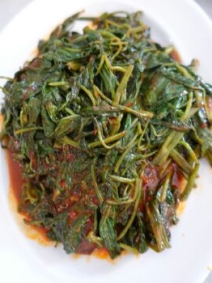 sambal kang kong leaves at Kak Lynn's Kitchen in Tangkak