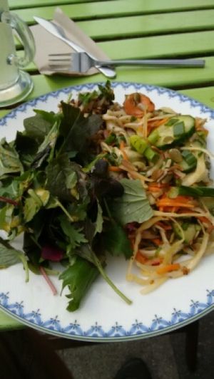 late lunch, two salads and greens. fab at The Project Cafe in Glasgow