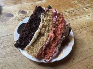 Neapolitan cake is DIVINE!   at Cherry Reds Cafe and Bar in Birmingham