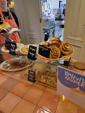 Cinnamon buns, salty stuff at Kahvila Napero  in Helsinki