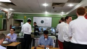 see the lunch time crowd at Fill a Pita in Central Singapore