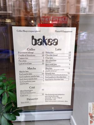 Menu at Bakea in Paris